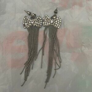 3/$10 Silver Dangle Bow Earrings